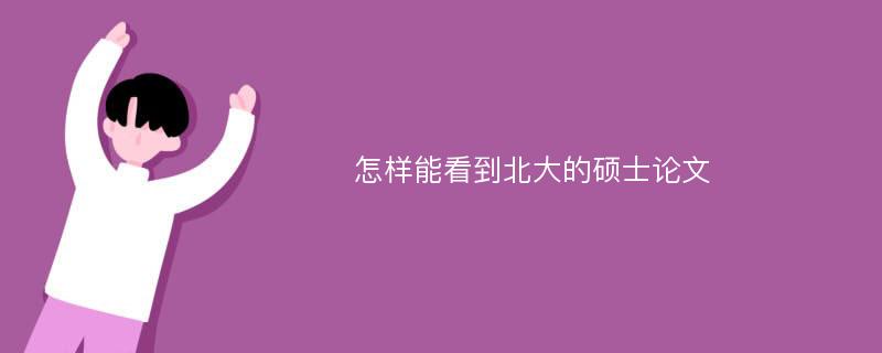 怎样能看到北大的硕士论文